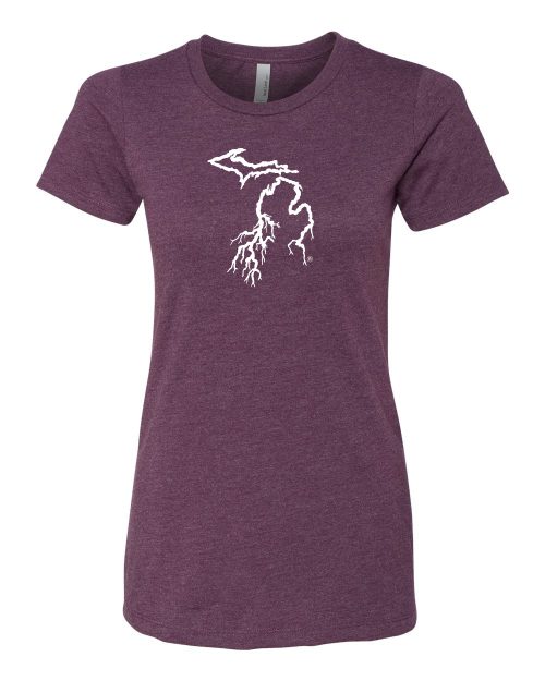 women fitted michigan t-shirt, women's michigan clothing,