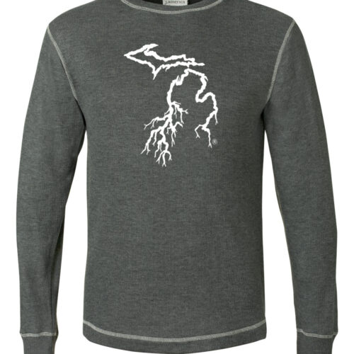long sleeve Michigan thermal, michigan thermal, thermals with michigan logo, michigan clothing, my michigan roots
